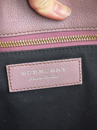 BURBERRY Pink Leather & Python Medium Buckle Tote Bag