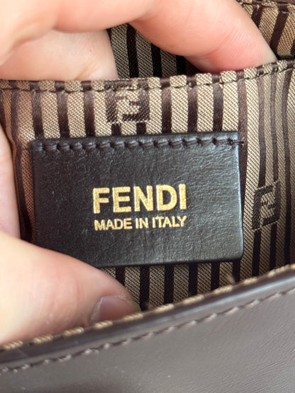 FENDI Chameleon Mini Crossbody Leather Dark Brown