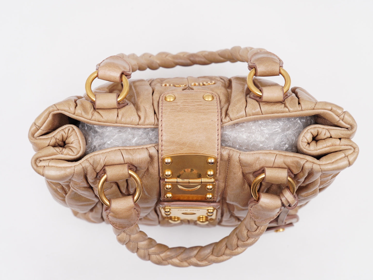Miumiu Matelassé Leather Handbag Beige