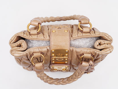 Miumiu Matelassé Leather Handbag Beige