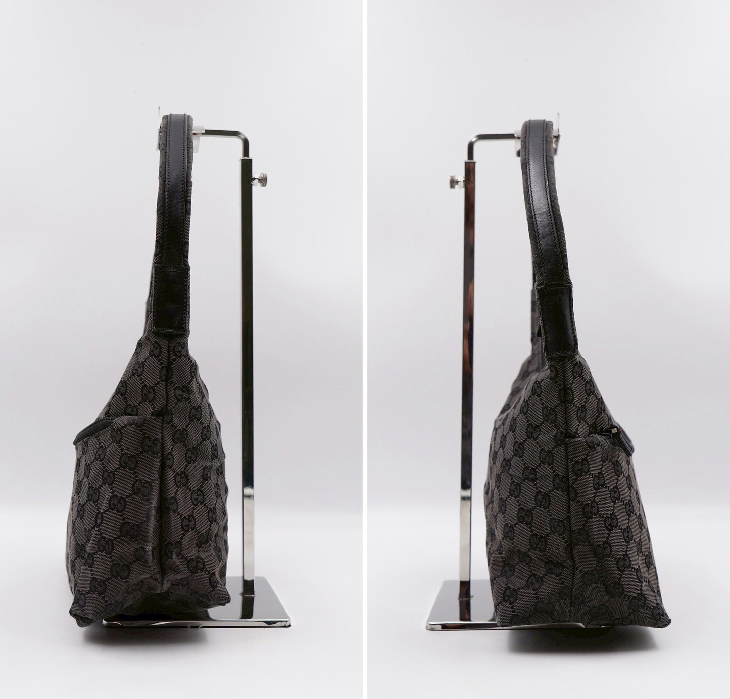 Gucci Black GG Canvas Hobo Shoulder Bag