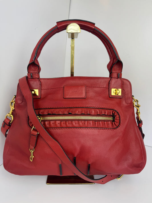Chloé Margaret Leather handbag with strap Red