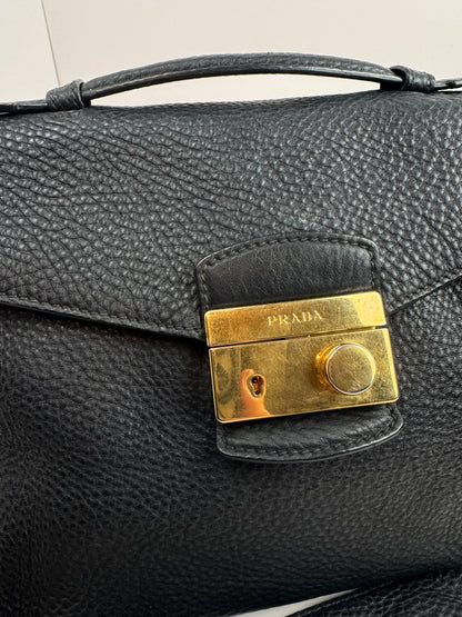 Prada Pattina Convertible Vitello Diano Leather bag Black
