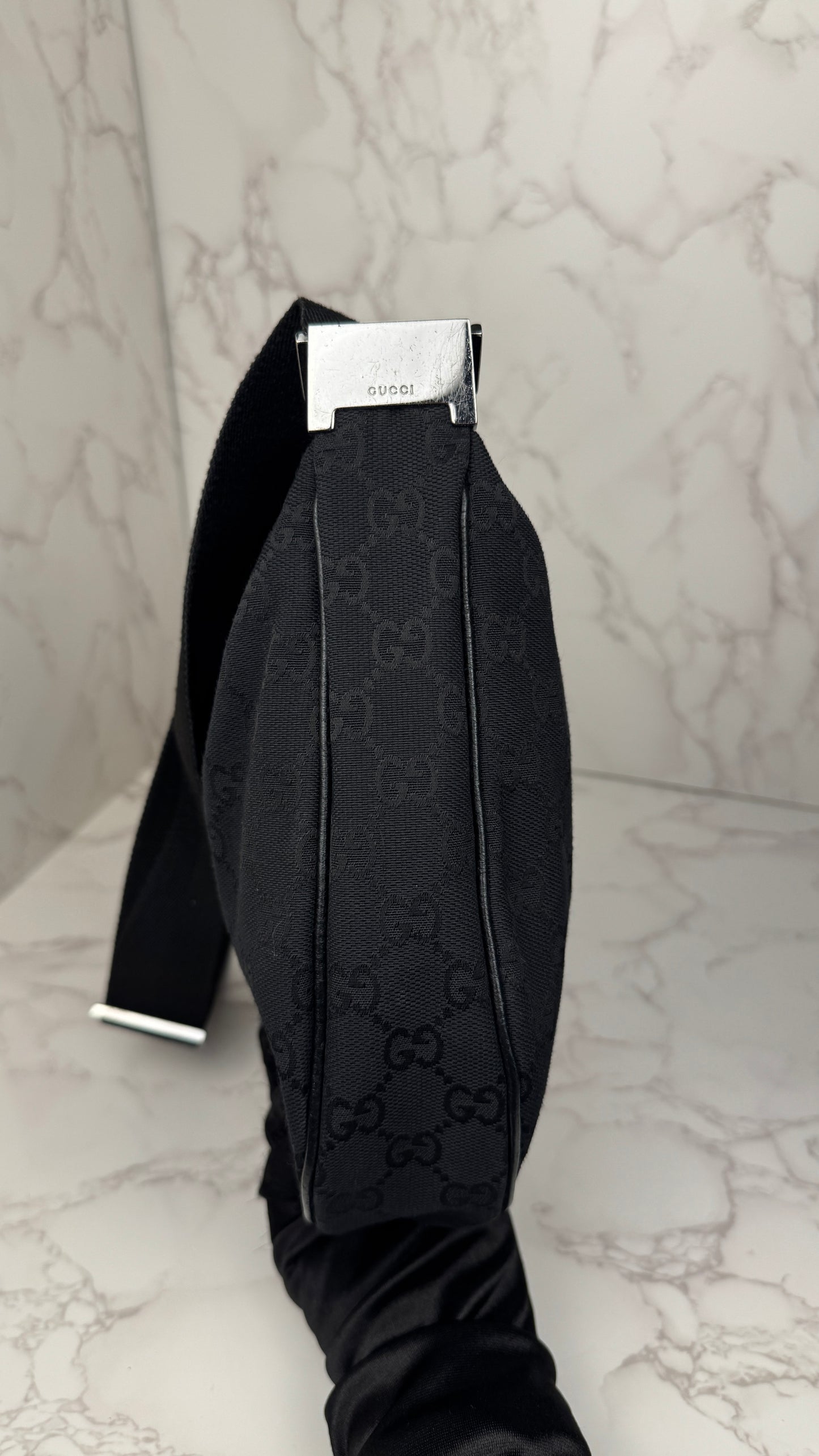 Gucci Half Moon Saddle Hobo and Crossbody GG Canvas  Black