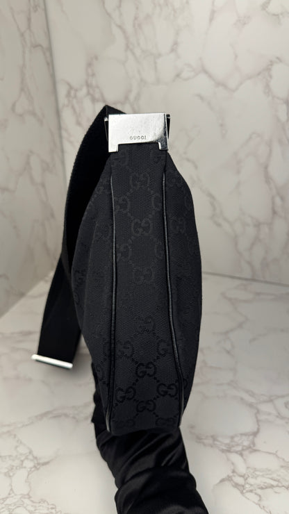 Gucci Half Moon Saddle Hobo and Crossbody GG Canvas  Black