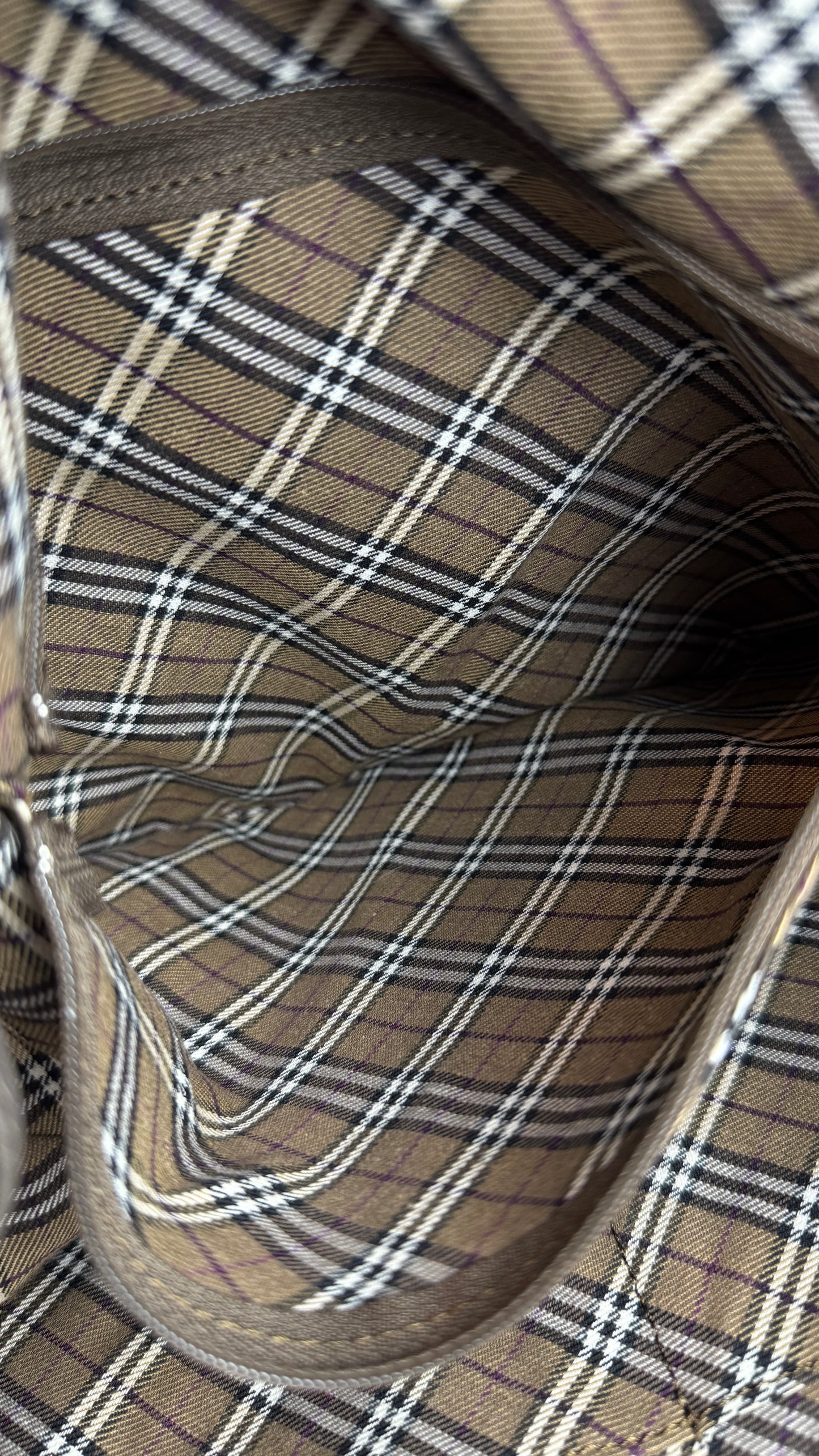 Burberry Bucket Grey Leather With Exterior Zip Pockets