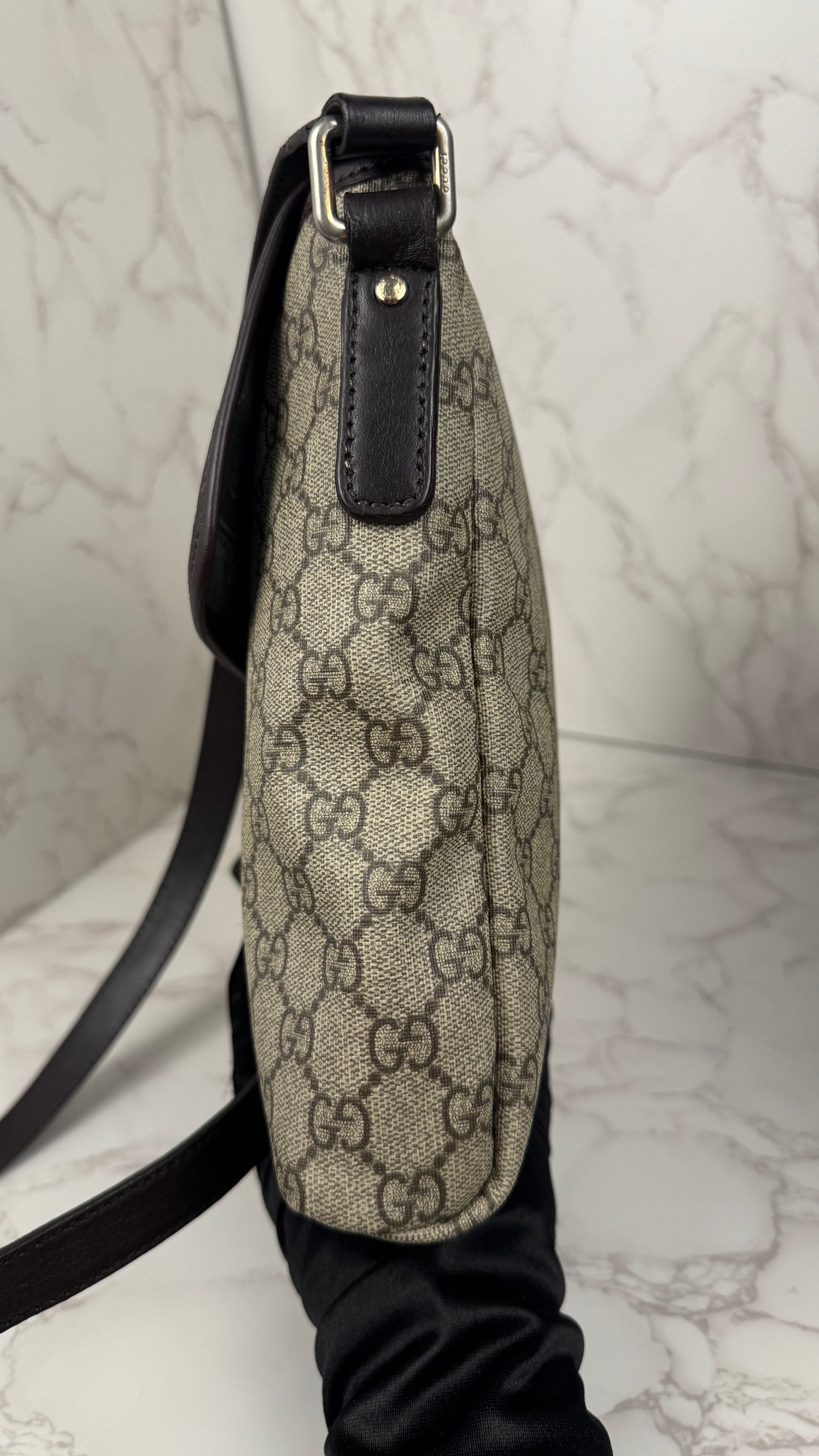 Gucci Flap Messenger Coated Canvas Monogram Brown