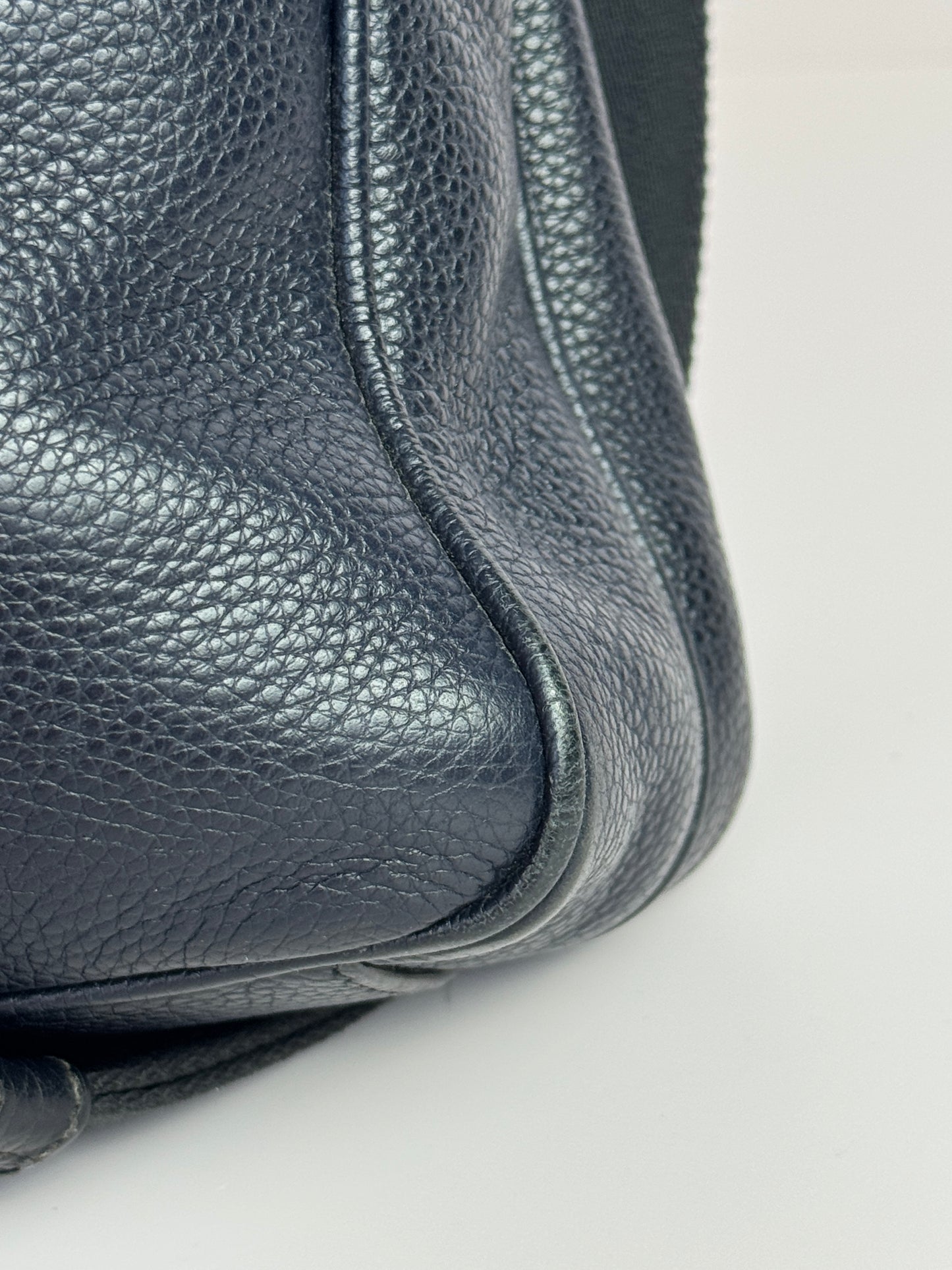 PRADA Pocket Leather Messenger Navy