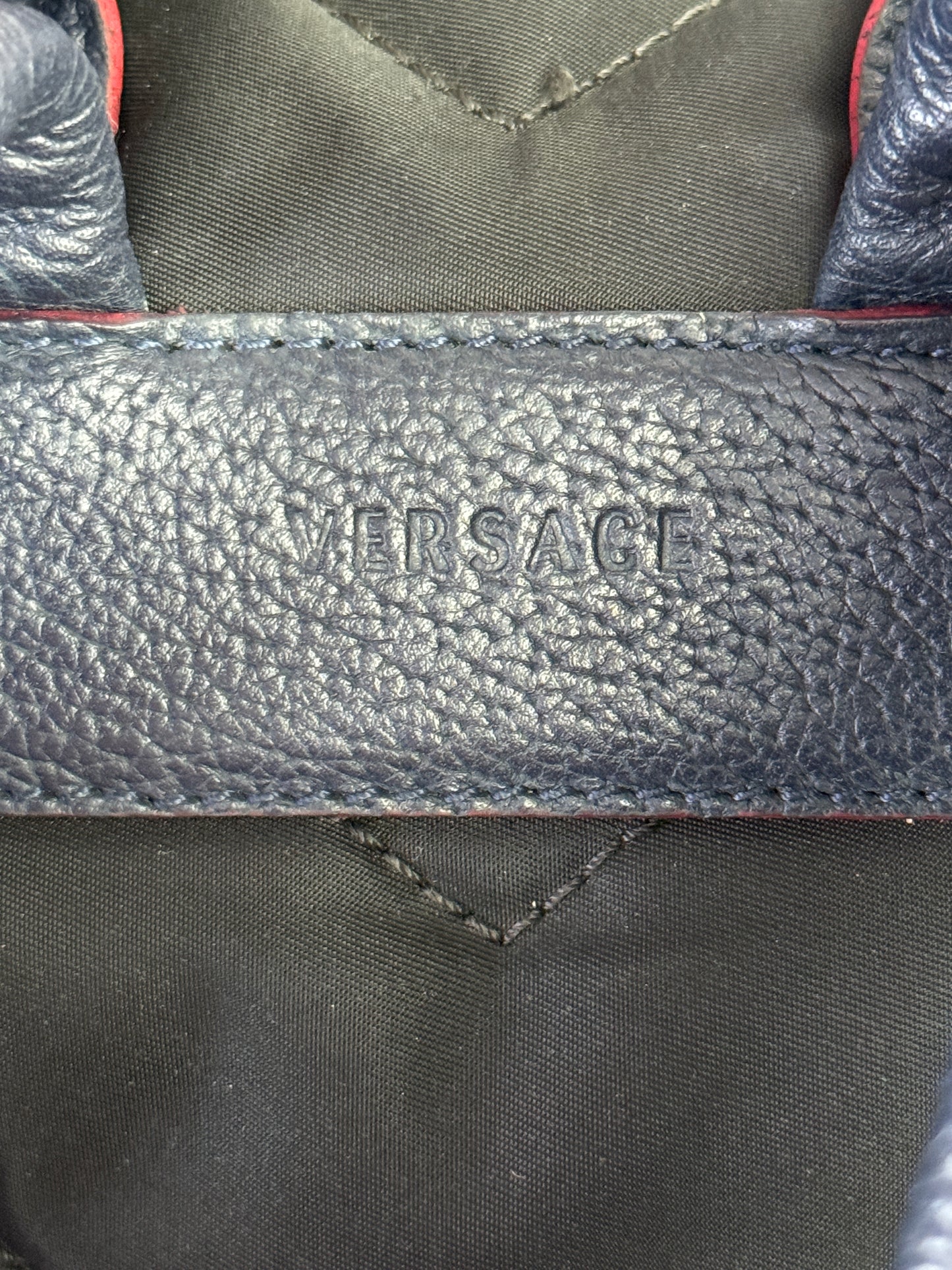 VERSACE La Medusa Backpack in Navy Leather