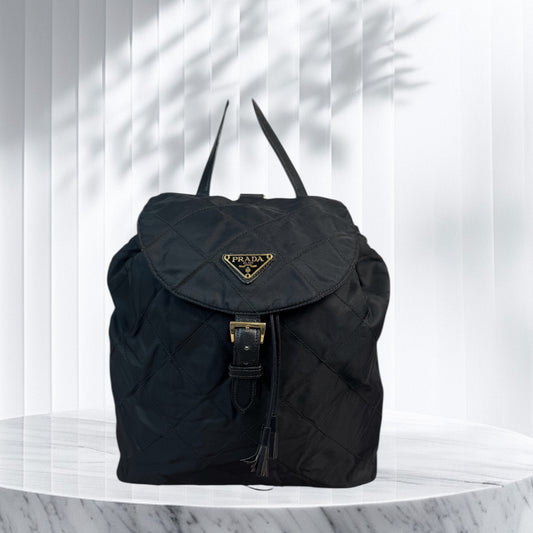 Prada Quilted Nylon Backpack Black