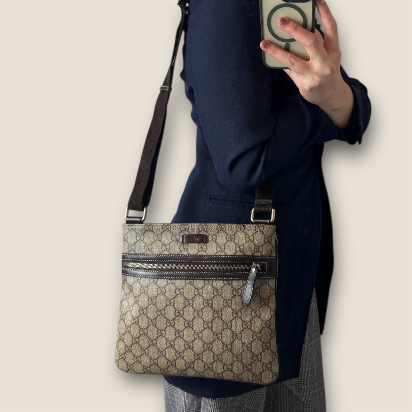 Gucci Flat Messenger GG Coated Canvas Medium