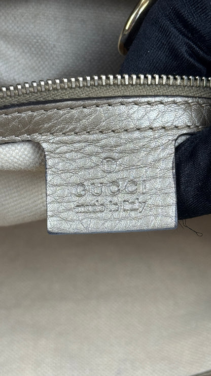 Gucci Bella Metallic Leather Tote Bag