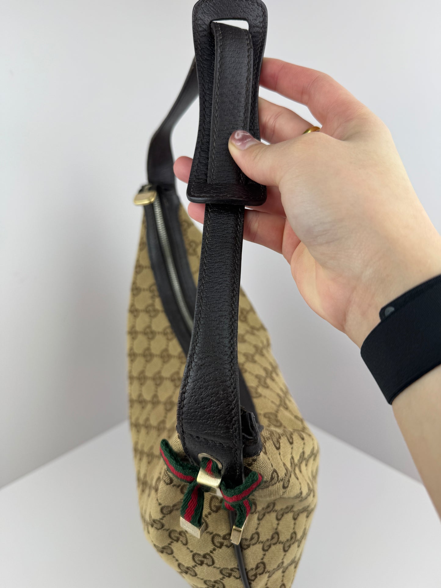 Gucci Web Bow Hobo GG Canvas