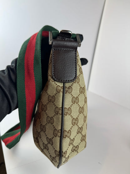 Gucci Web Halfmoon Crossbody GG Canvas