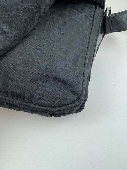 Fendi Zucca Flap Messenger Black