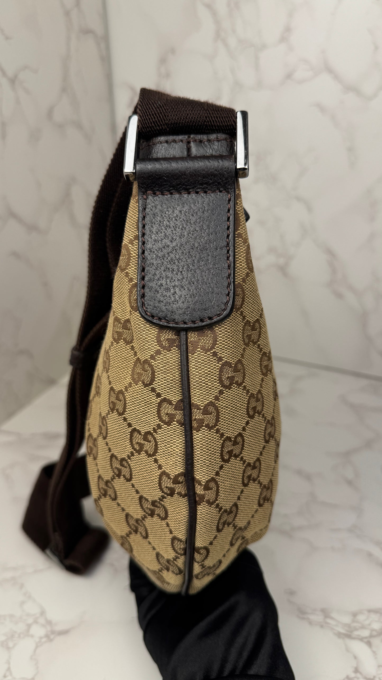 Gucci Half Moon Saddle Crossbody Brown