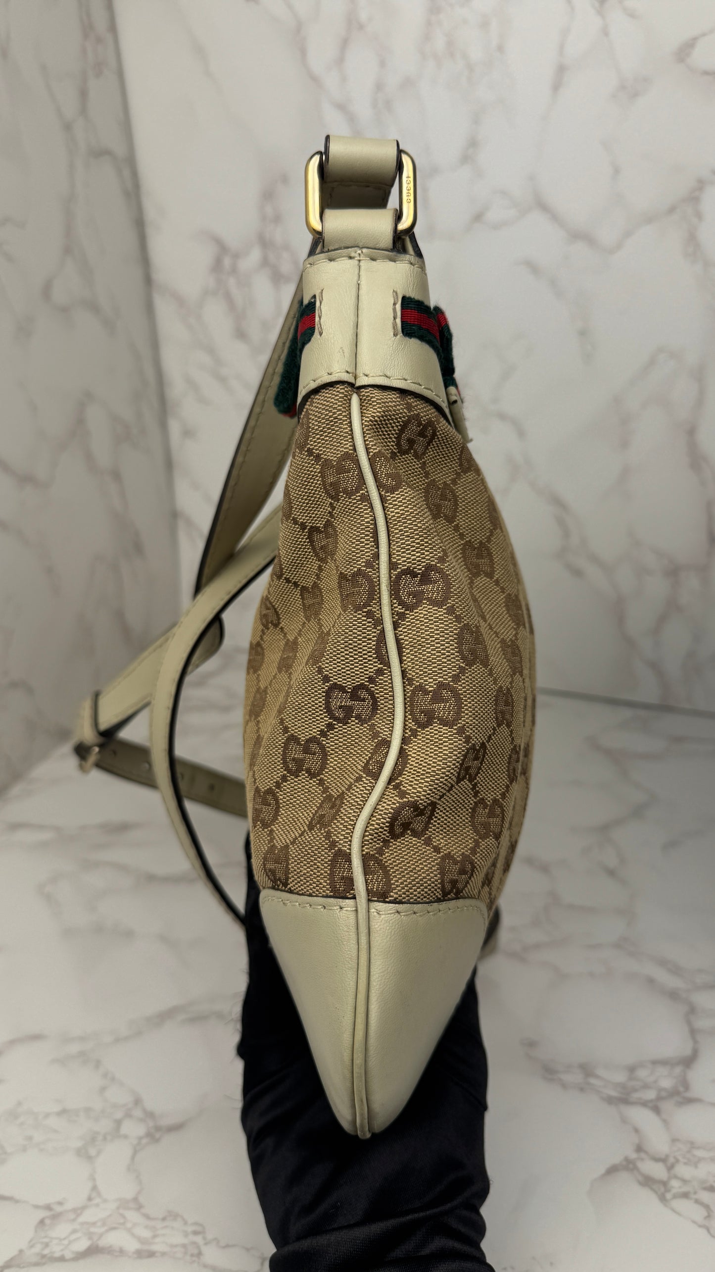 Gucci Mayfair GG Canvas Crossbody with Web Ribbon Signature
