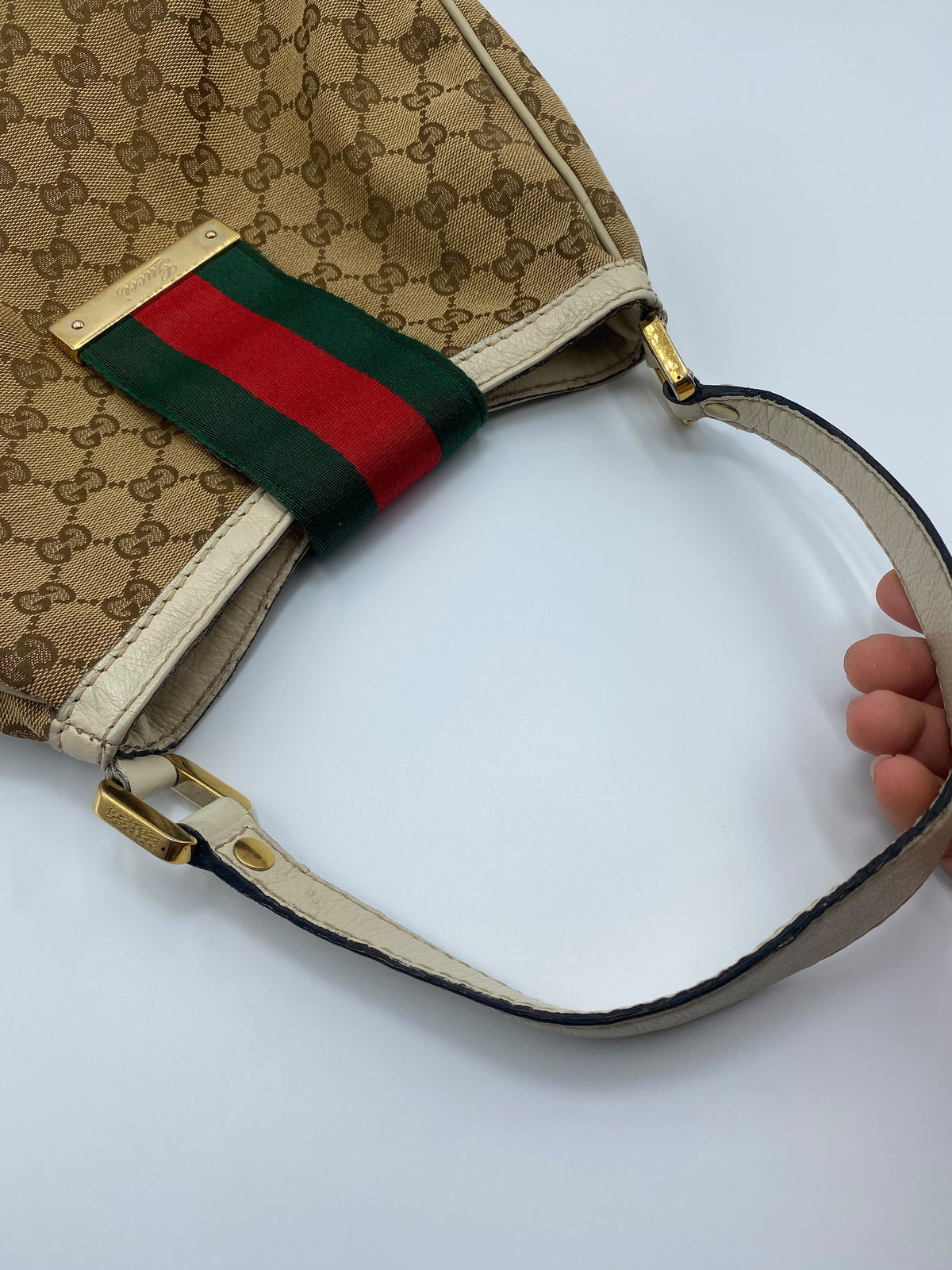 GUCCI New ladies Hobo GG Canvas White