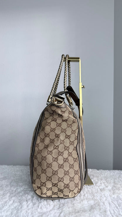 GUCGI Bella Tote GG Canvas Handbag with strap Gold