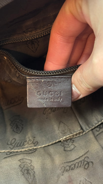 Gucci Front Zip Leather Messenger Brown