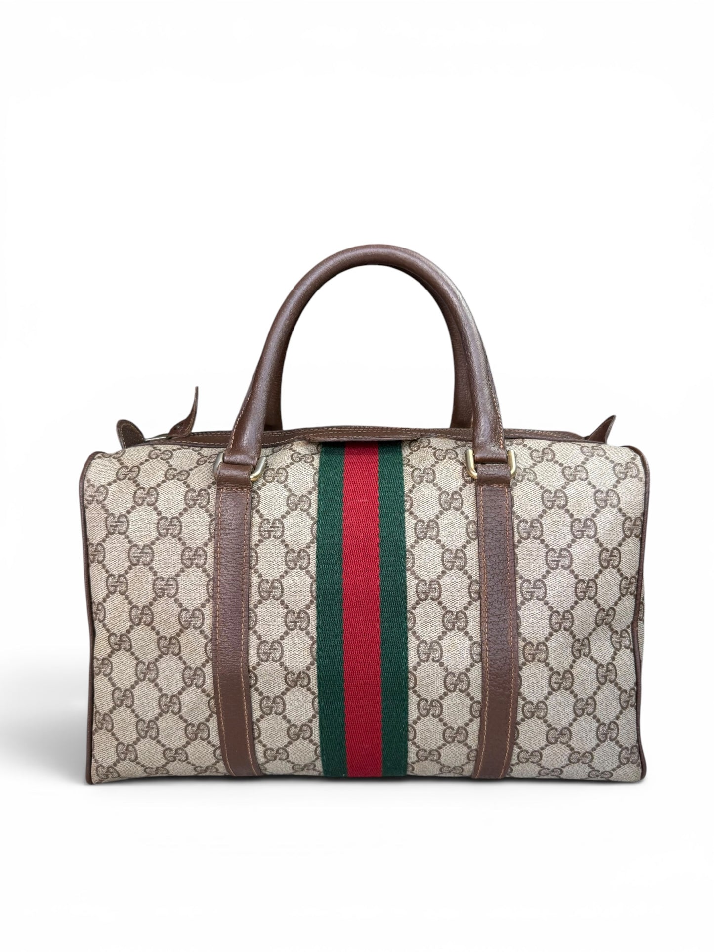 Gucci Vintage Web Stripe Coated Canvas Brown