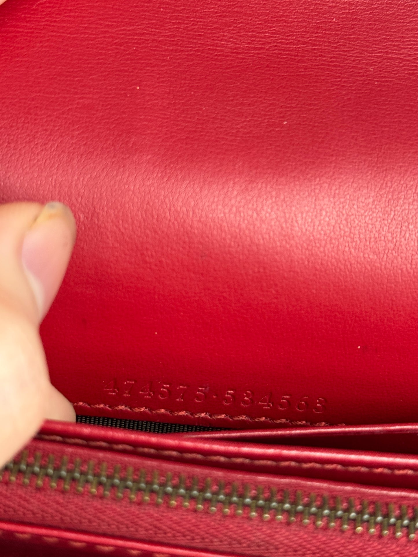 GUCCI GG Marmont Chain Wallet Matelasse Leather Red