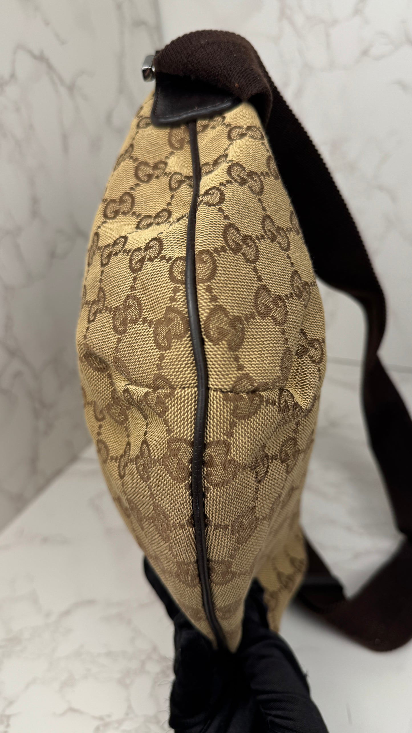 Gucci Half Moon Saddle Crossbody Brown