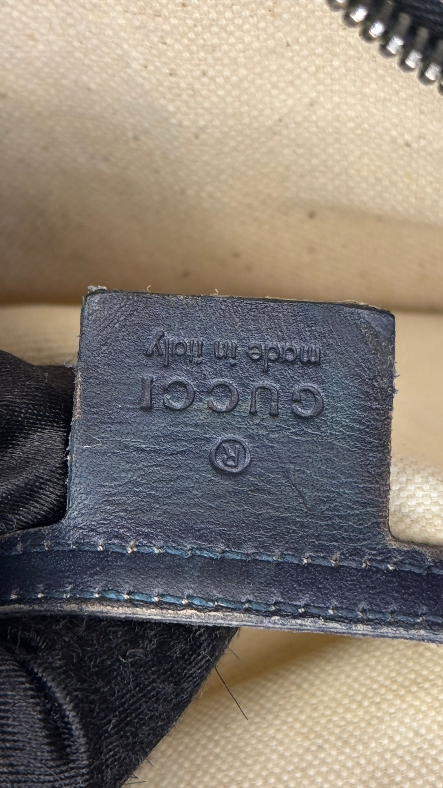 Gucci Front Zip Messenger GG Coated Canvas Navy