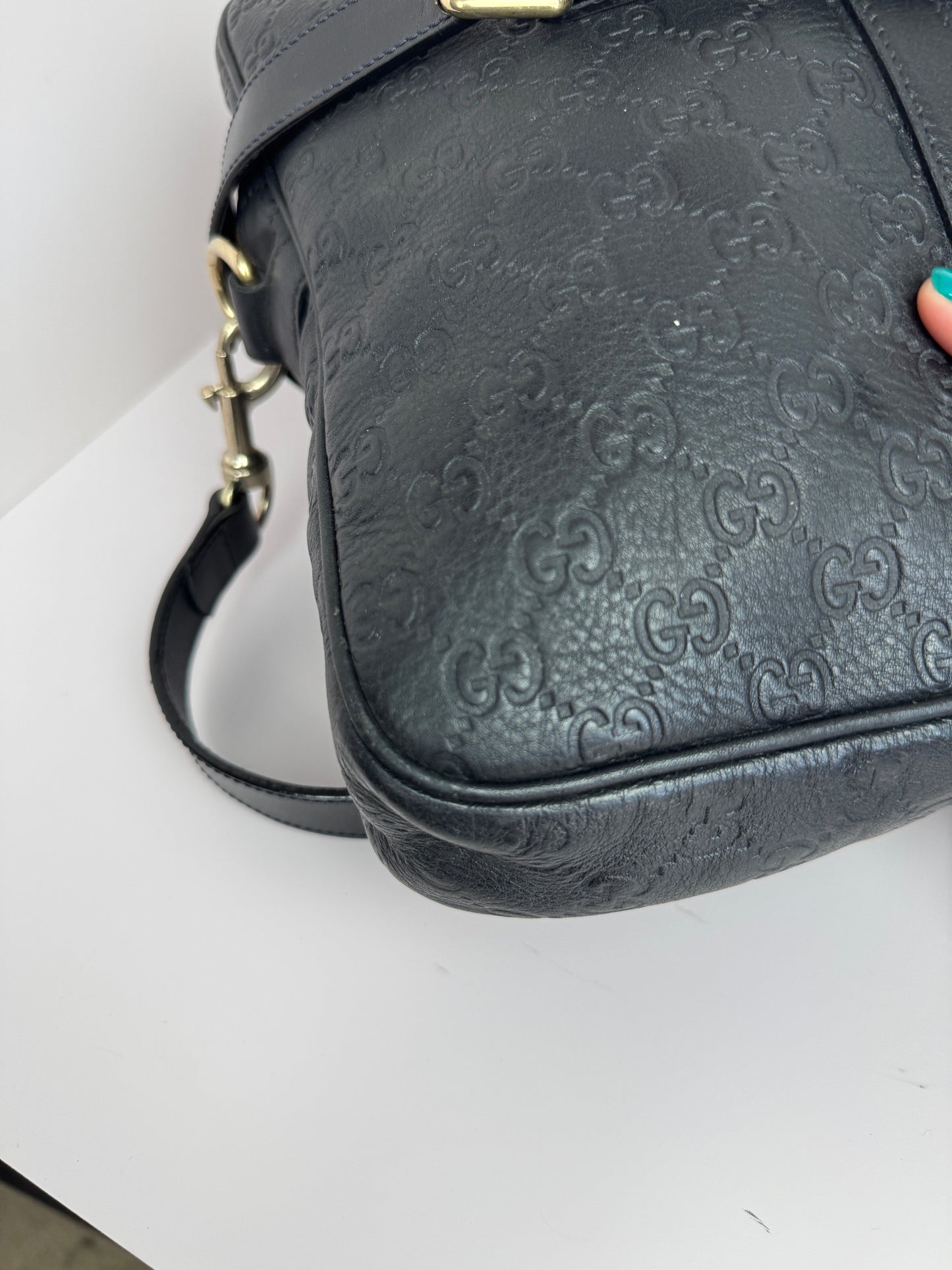 Gucci Briefcase Monogram GG Leather Black