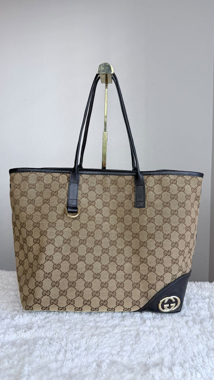 GUCCI New Britt Tote GG Canvas Dark brown Bag