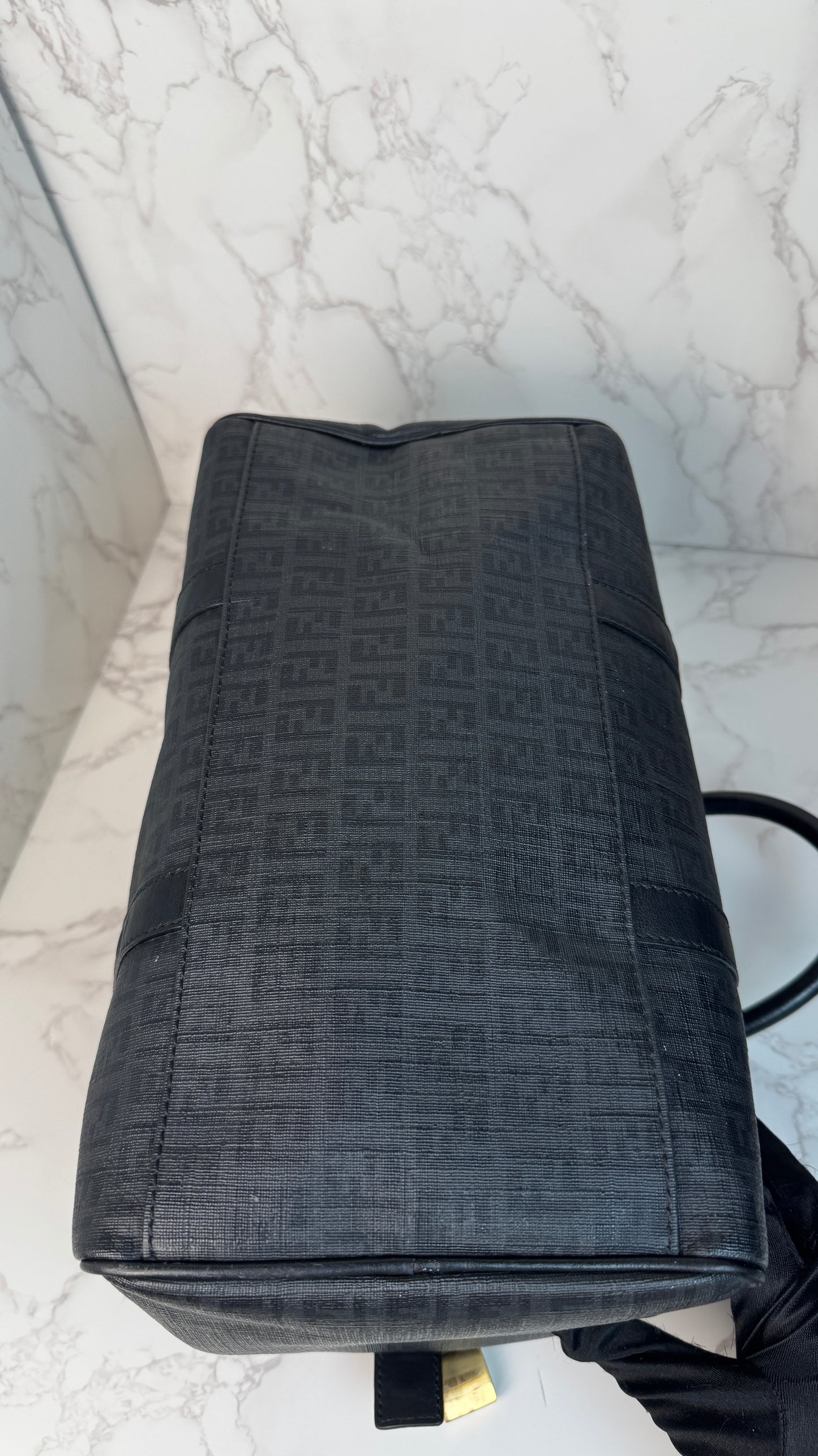 Fendi Zucca Canvas Leather Trim Boston