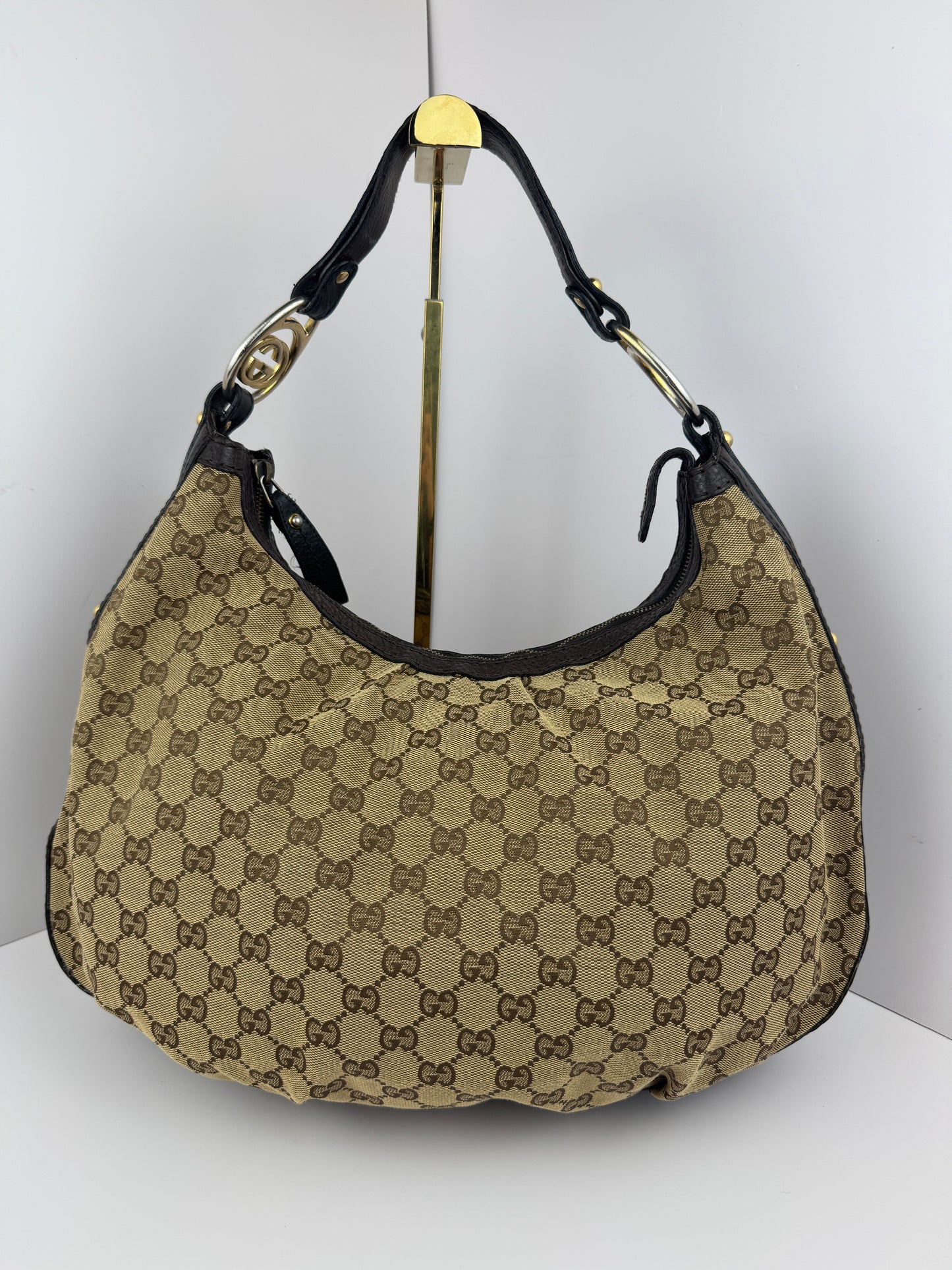 Gucci Hobo GG Interlocking Canvas Brown