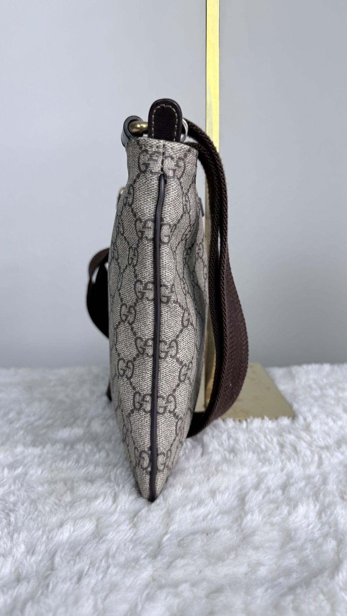 GUCCI Flat Small GG Supreme Coated canvas Brown messenger