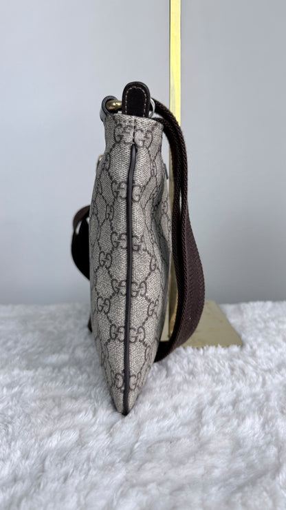 GUCCI Flat Small GG Supreme Coated canvas Brown messenger
