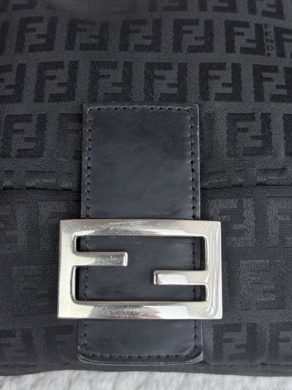 FENDI Mama Forever Zip Hobo Zucca Canvas Black