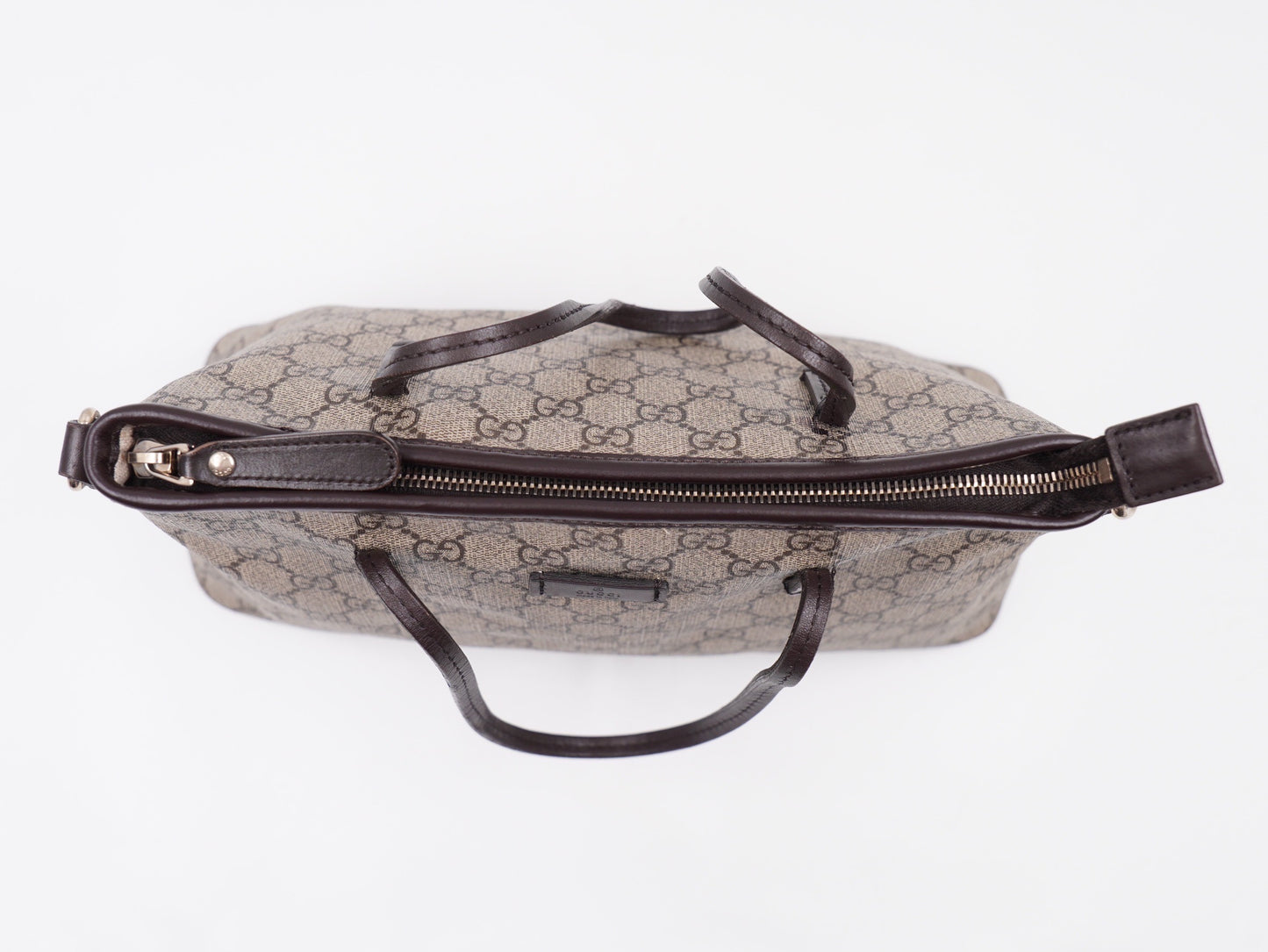 Gucci Small Tote W Strap GG Coated Canvas Brown