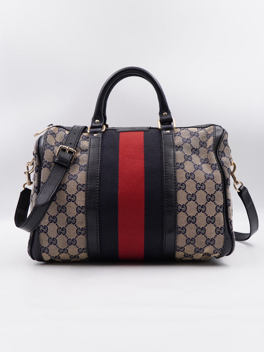 Gucci Web Boston GG Canvas Navy Blue