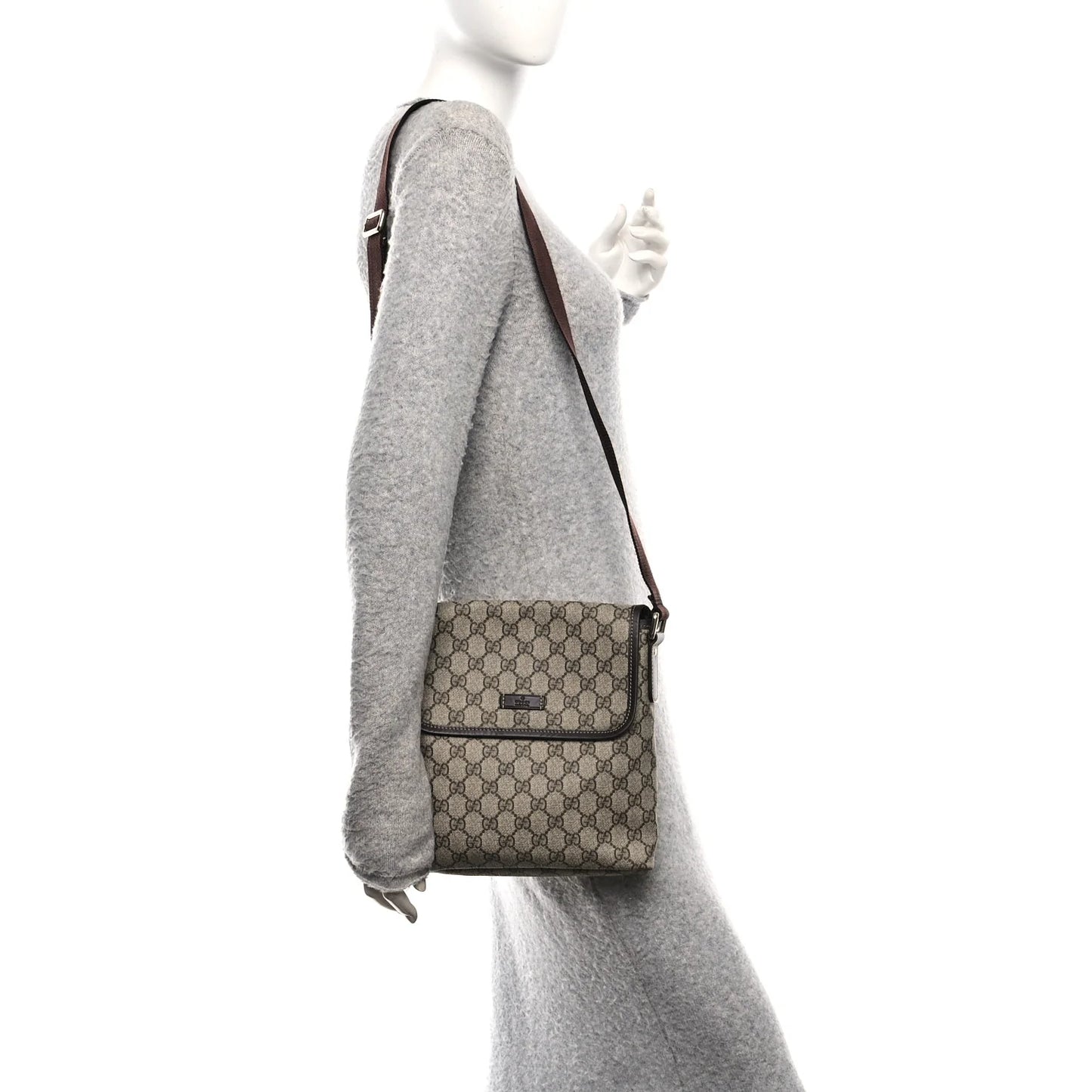 Gucci Flap Messenger GG Coated Canvas Brown