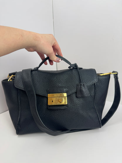 Prada Pattina Convertible Vitello Diano Leather bag Black