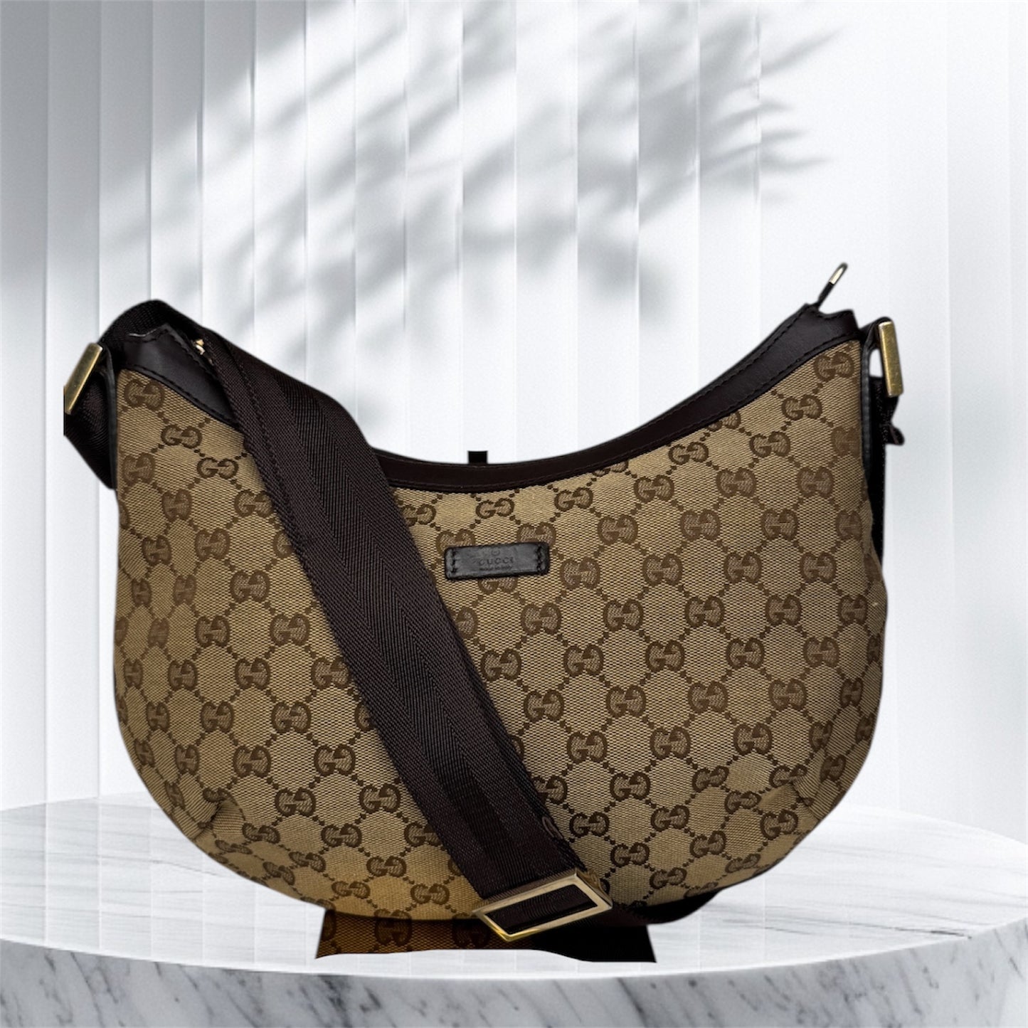 Gucci Half Moon Shoulder GG Canvas Brown