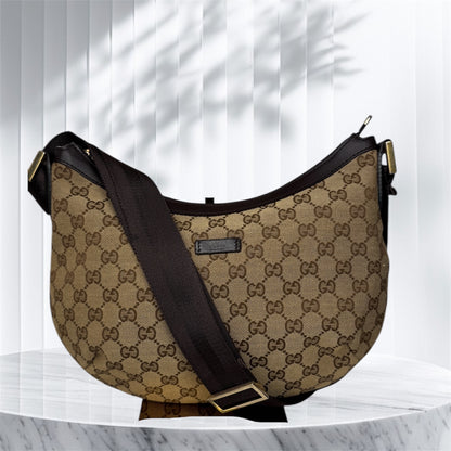 Gucci Half Moon Shoulder GG Canvas Brown