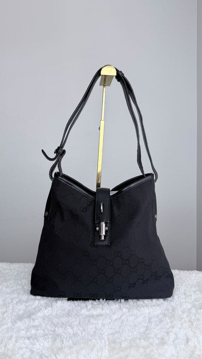 GUCCI Piston Shoulder GG Monogram Black
