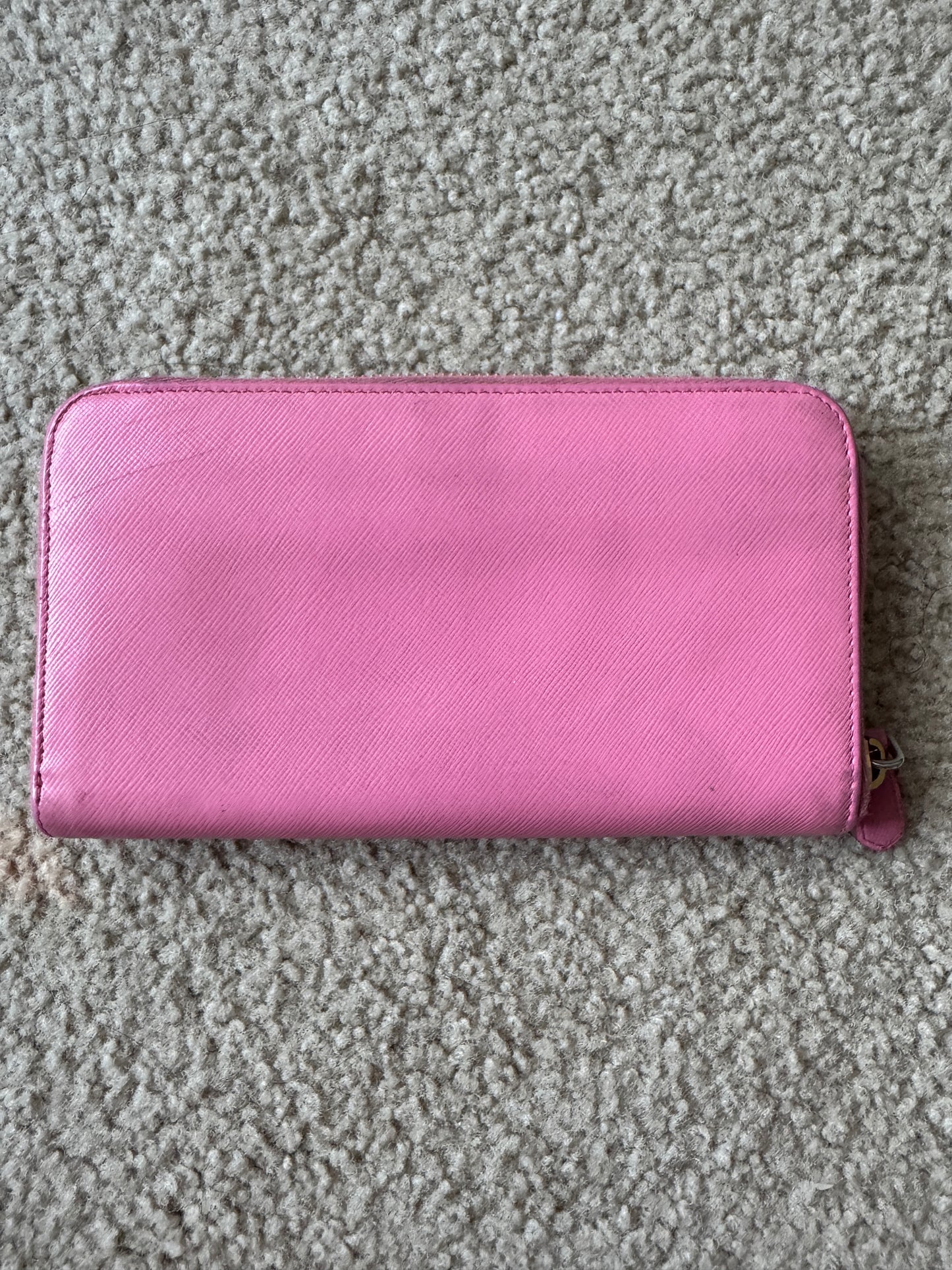 Prada saffiano zippy pink