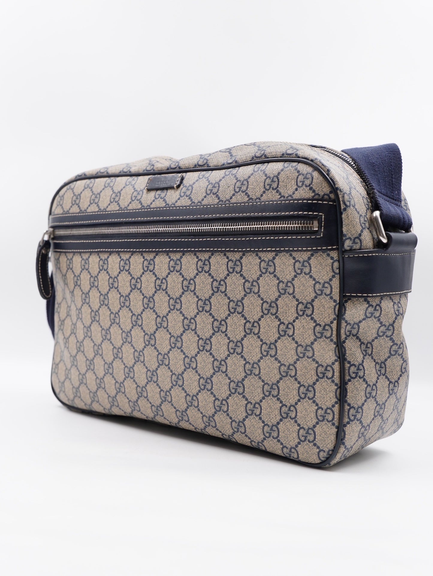 Gucci Front Zip Large Messenger Navy