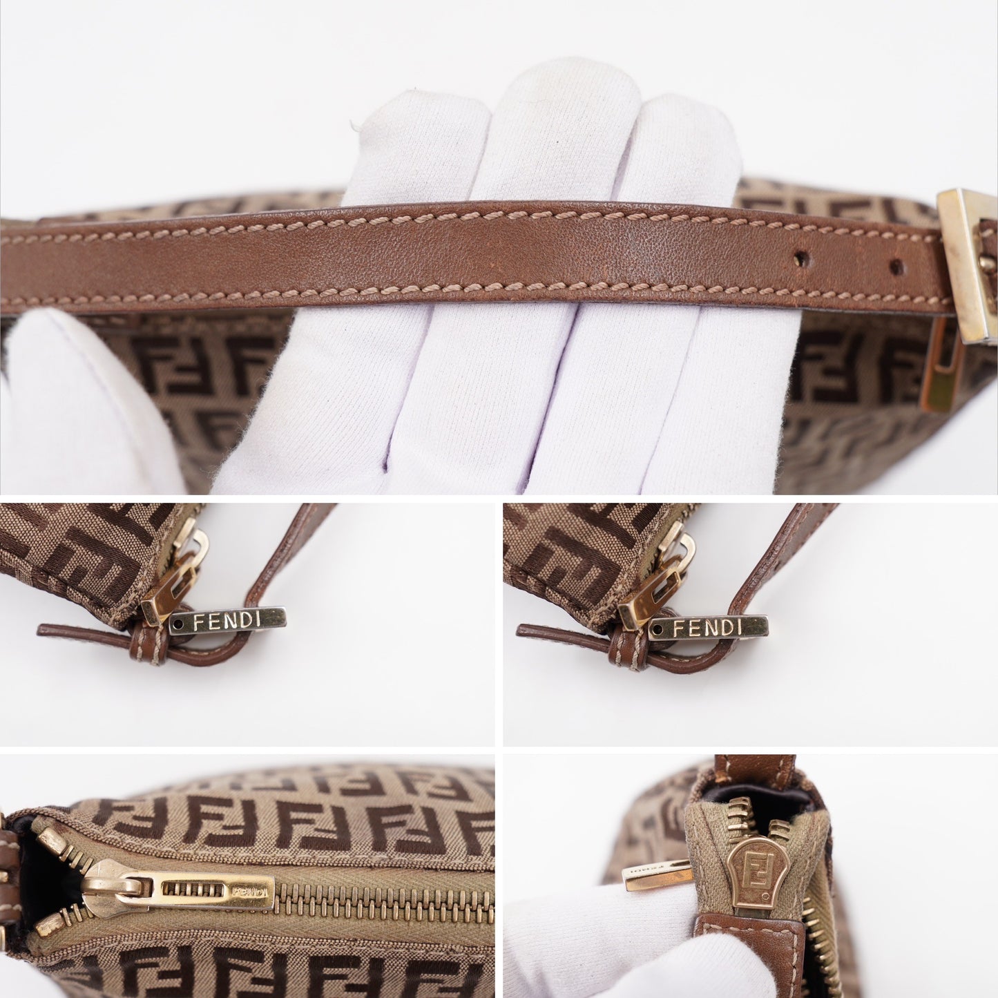 Fendi Zucchino Mini Pochette Brown