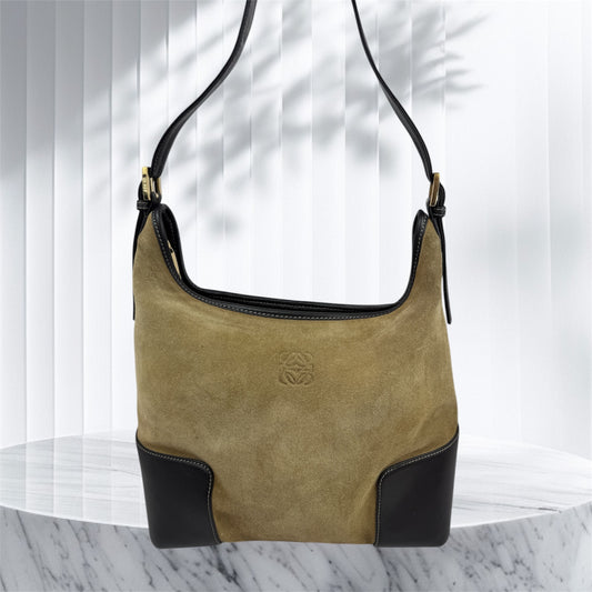 Loewe Anagram Shoulder Suede Leather Bag