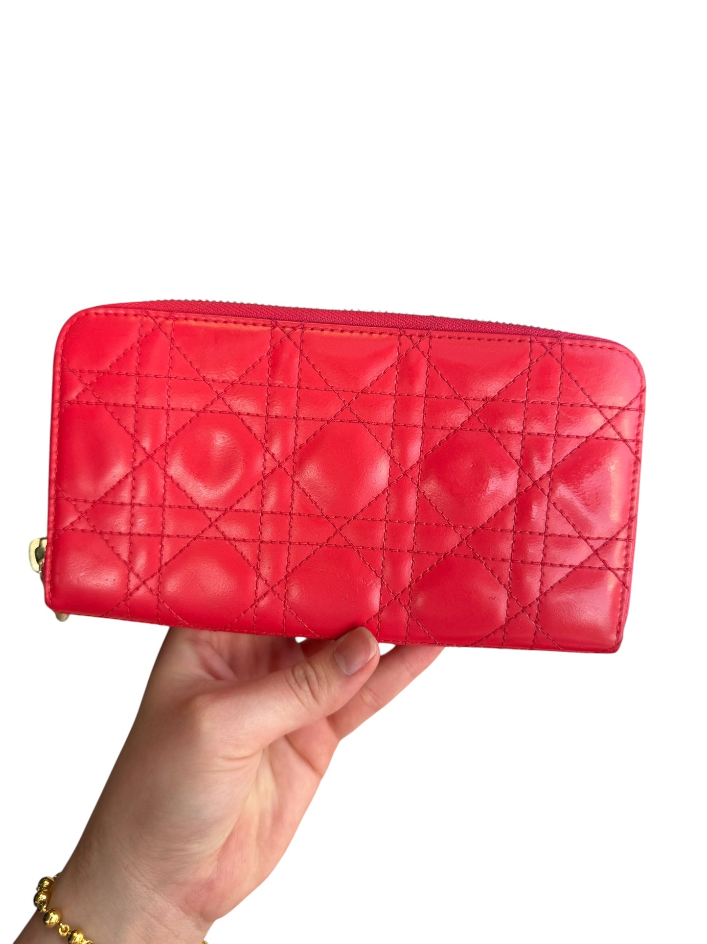 WA4👛Dior Long wallet zippy Red (COA Included) retail $1350