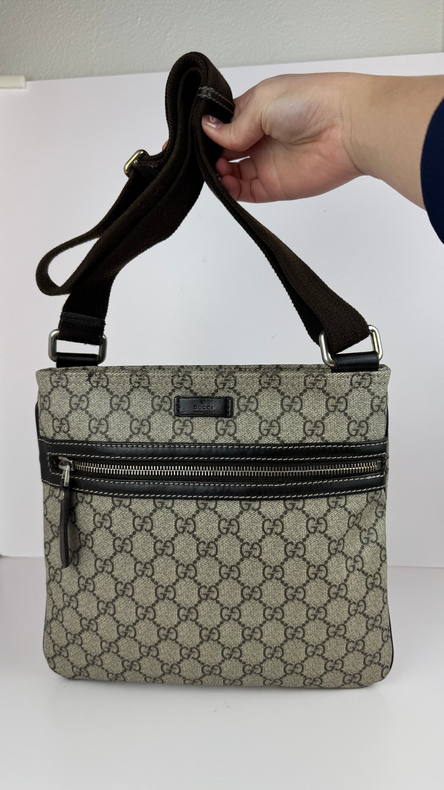 Gucci Flat Messenger GG Coated Canvas Medium