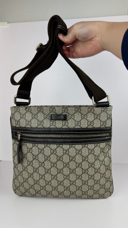 Gucci Flat Messenger GG Coated Canvas Medium
