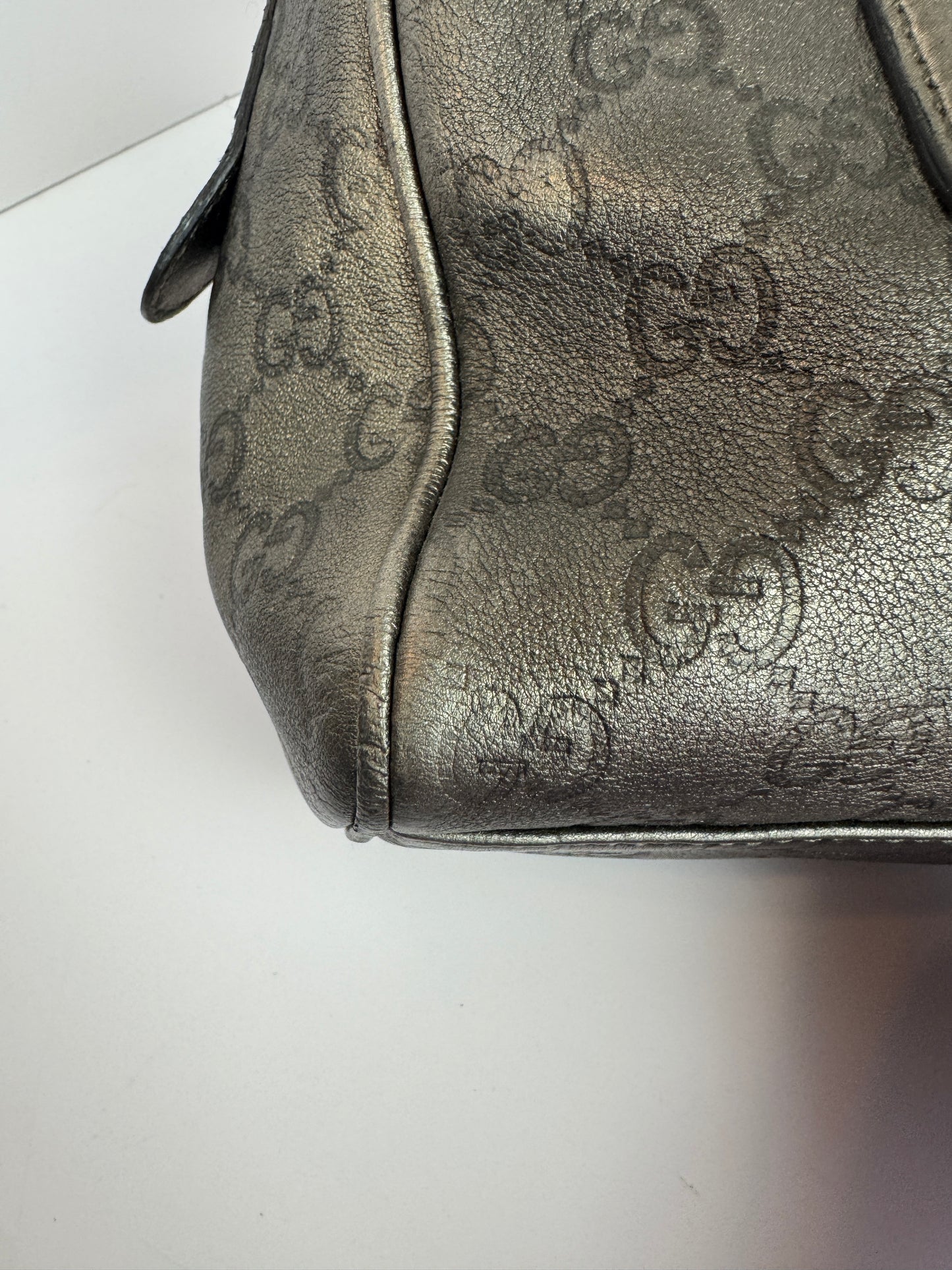Gucci Boston Embossed Leather Monogram Grey